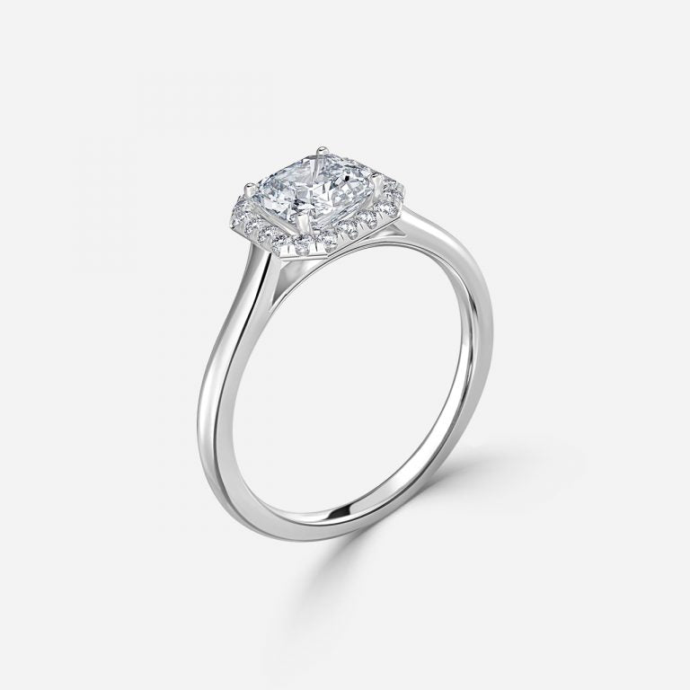 Louisa Asscher Halo Moissanite Engagement Ring