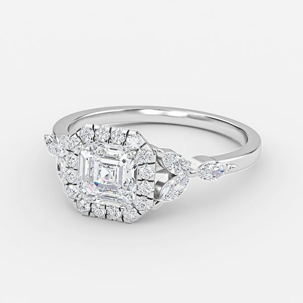 Jacinta Asscher Halo Moissanite Engagement Ring