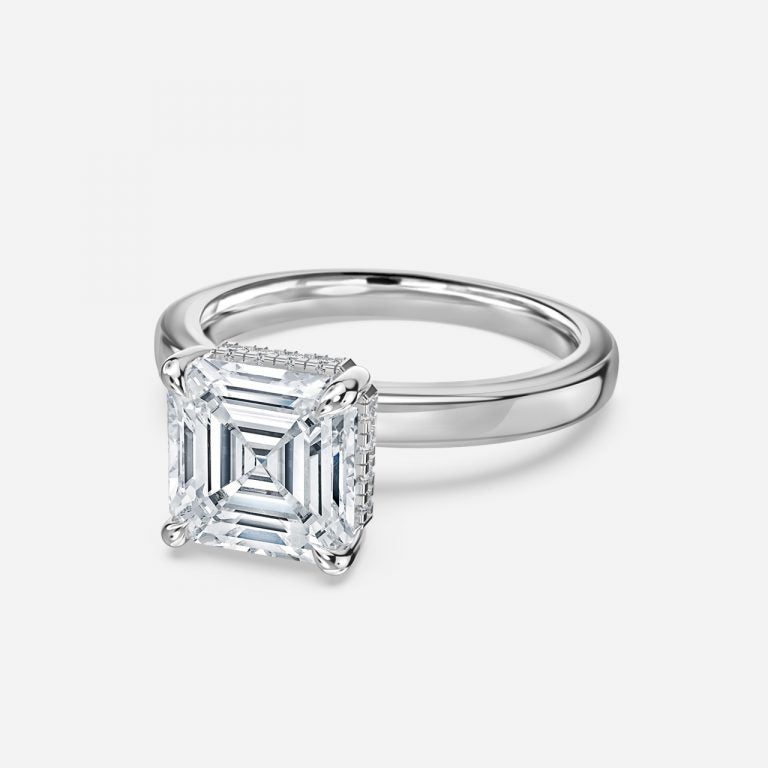 Idra Asscher Hidden Halo Moissanite Engagement Ring