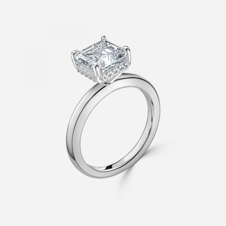 Idra Asscher Hidden Halo Moissanite Engagement Ring