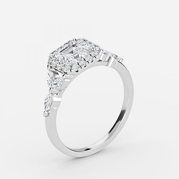 Jacinta Asscher Halo Moissanite Engagement Ring