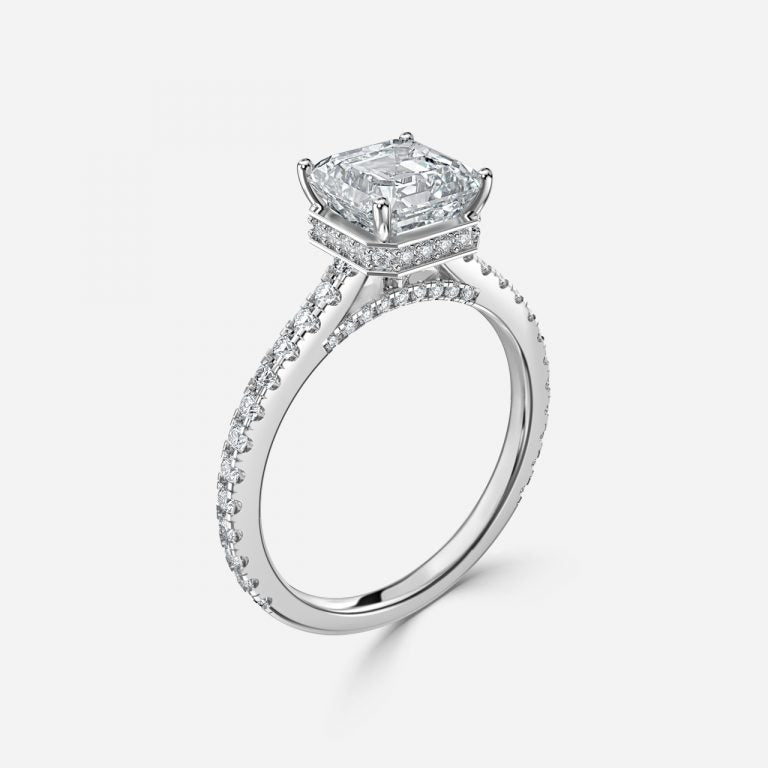 Devi Asscher Hidden Halo Moissanite Engagement Ring