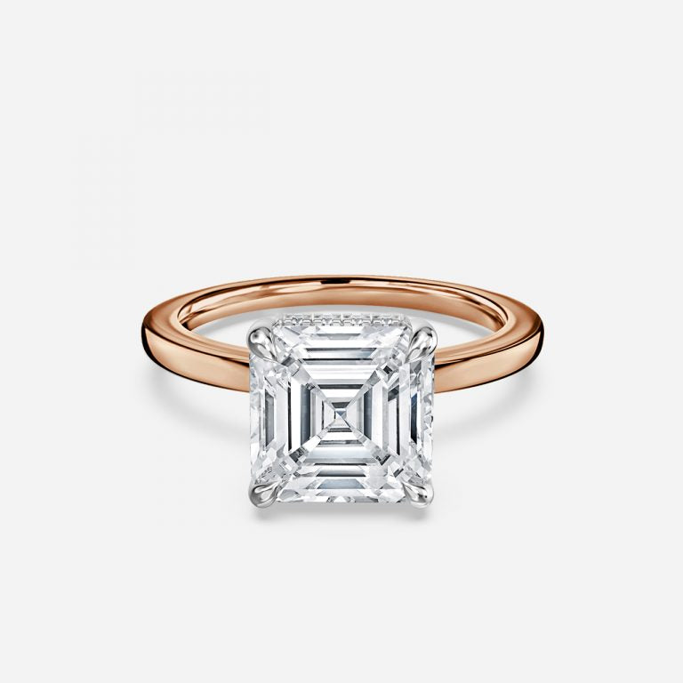 Penelope Asscher Hidden Halo Moissanite Engagement Ring