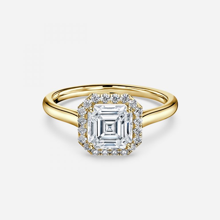 Louisa Asscher Halo Moissanite Engagement Ring