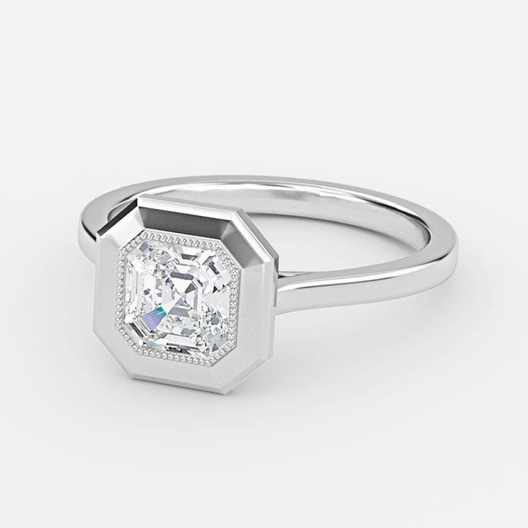 Amelie Asscher Bezel Moissanite Engagement Ring