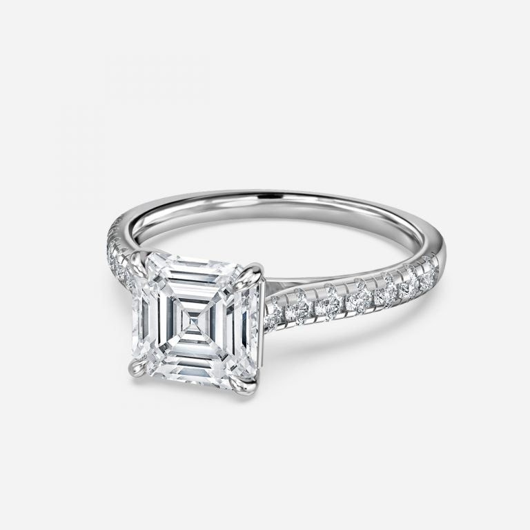 Clio Asscher Diamond Band Moissanite Engagement Ring