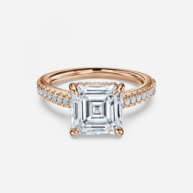 Yvette Asscher Hidden Halo Moissanite Engagement Ring