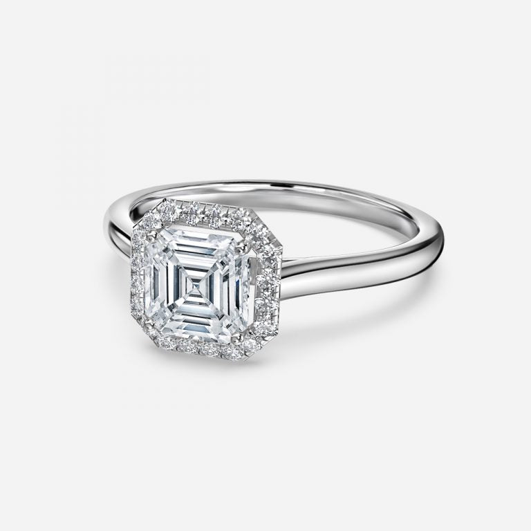 Louisa Asscher Halo Moissanite Engagement Ring