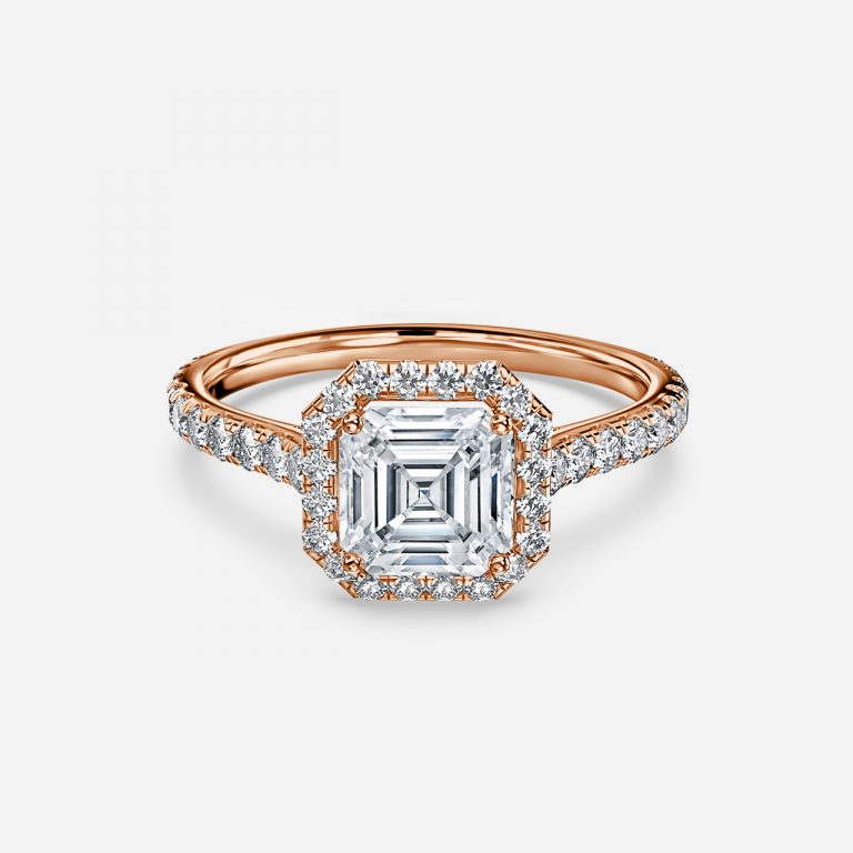 Joliette Asscher Halo Moissanite Engagement Ring