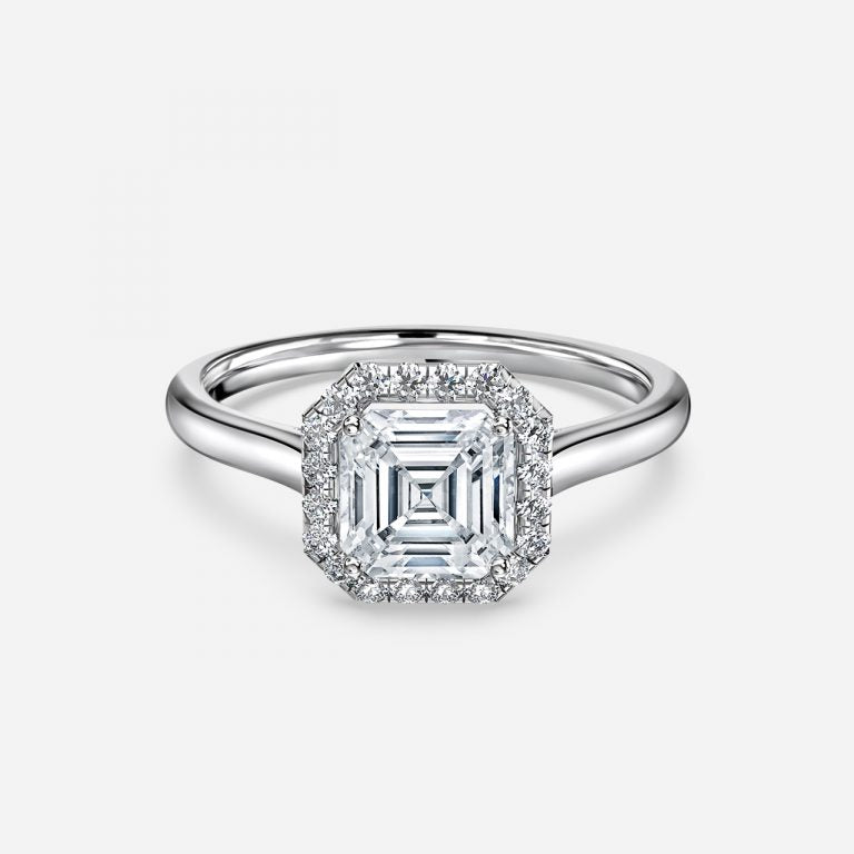 Louisa Asscher Halo Moissanite Engagement Ring