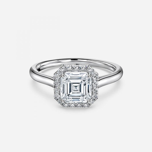 Louisa Asscher Halo Moissanite Engagement Ring