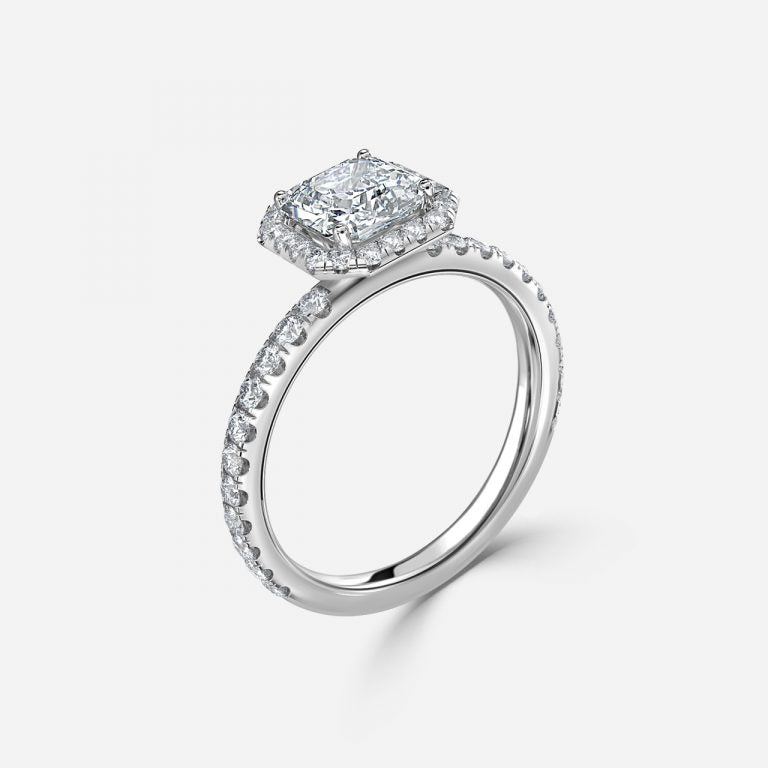 Lucia Asscher Halo Moissanite Engagement Ring