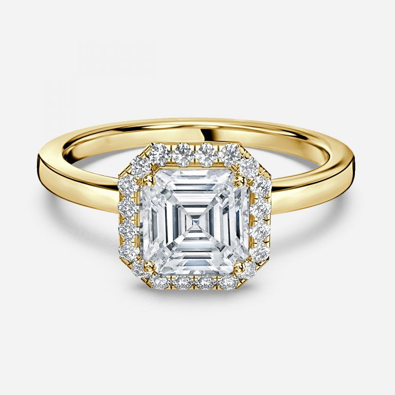 Katya Asscher Halo Moissanite Engagement Ring