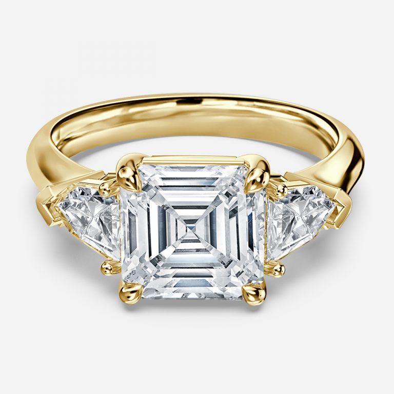 Eri Asscher Three Stone Moissanite Engagement Ring