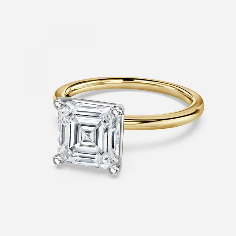 Magalie Asscher Two Tone Solitaire Moissanite Engagement Ring