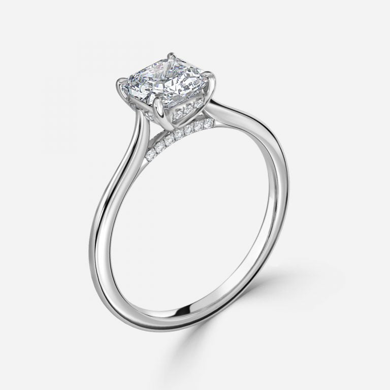 Pandora Asscher Hidden Halo Moissanite Engagement Ring