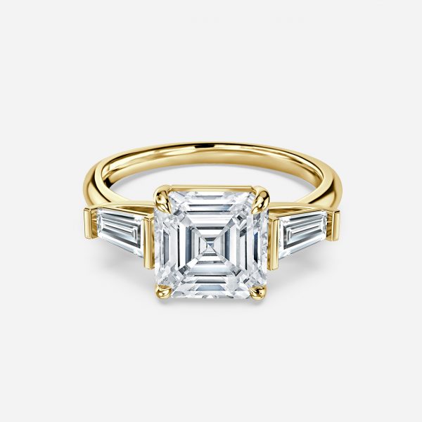 Jara Asscher Three Stone Moissanite Engagement Ring