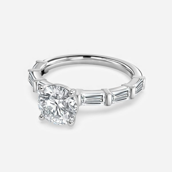 Lark Round Diamond Band Moissanite Engagement Ring