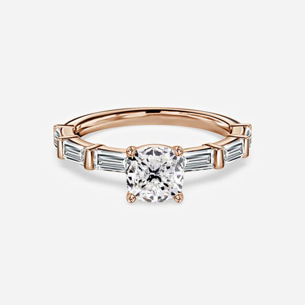 Lark Cushion Diamond Band Moissanite Engagement Ring