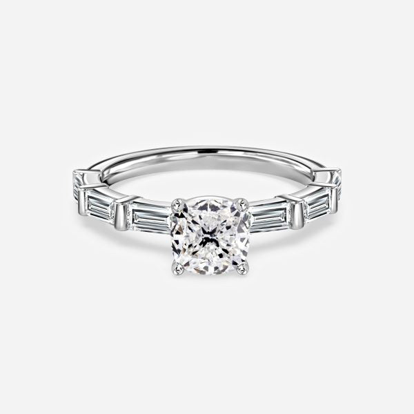 Lark Cushion Diamond Band Moissanite Engagement Ring