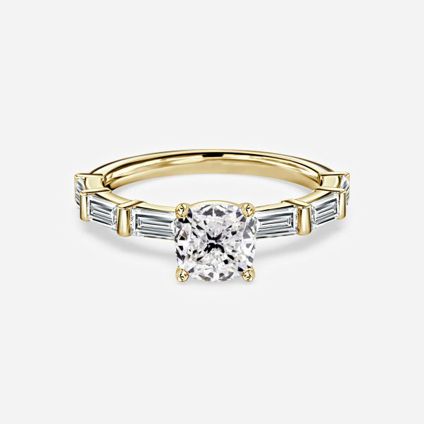 Lark Cushion Diamond Band Moissanite Engagement Ring