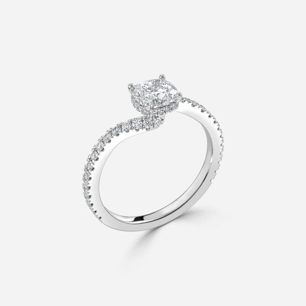 Paloma Cushion Hidden Halo Moissanite Engagement Ring