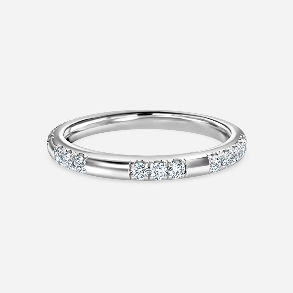 Round Moissnaite Pave Wedding Ring