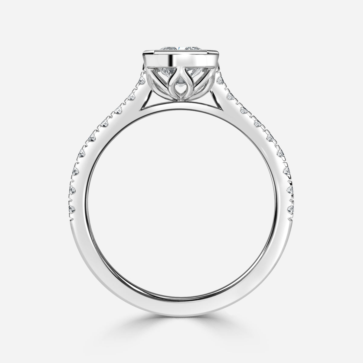 Arabella Radiant Diamond Band Moissanite Engagement Ring