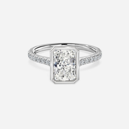 Arabella Radiant Diamond Band Moissanite Engagement Ring