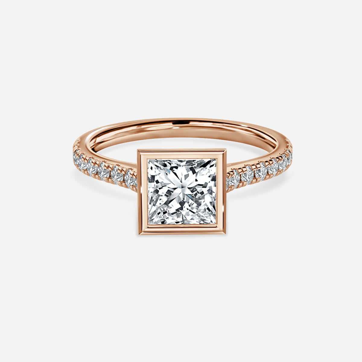 Arabella Princess Diamond Band Moissanite Engagement Ring