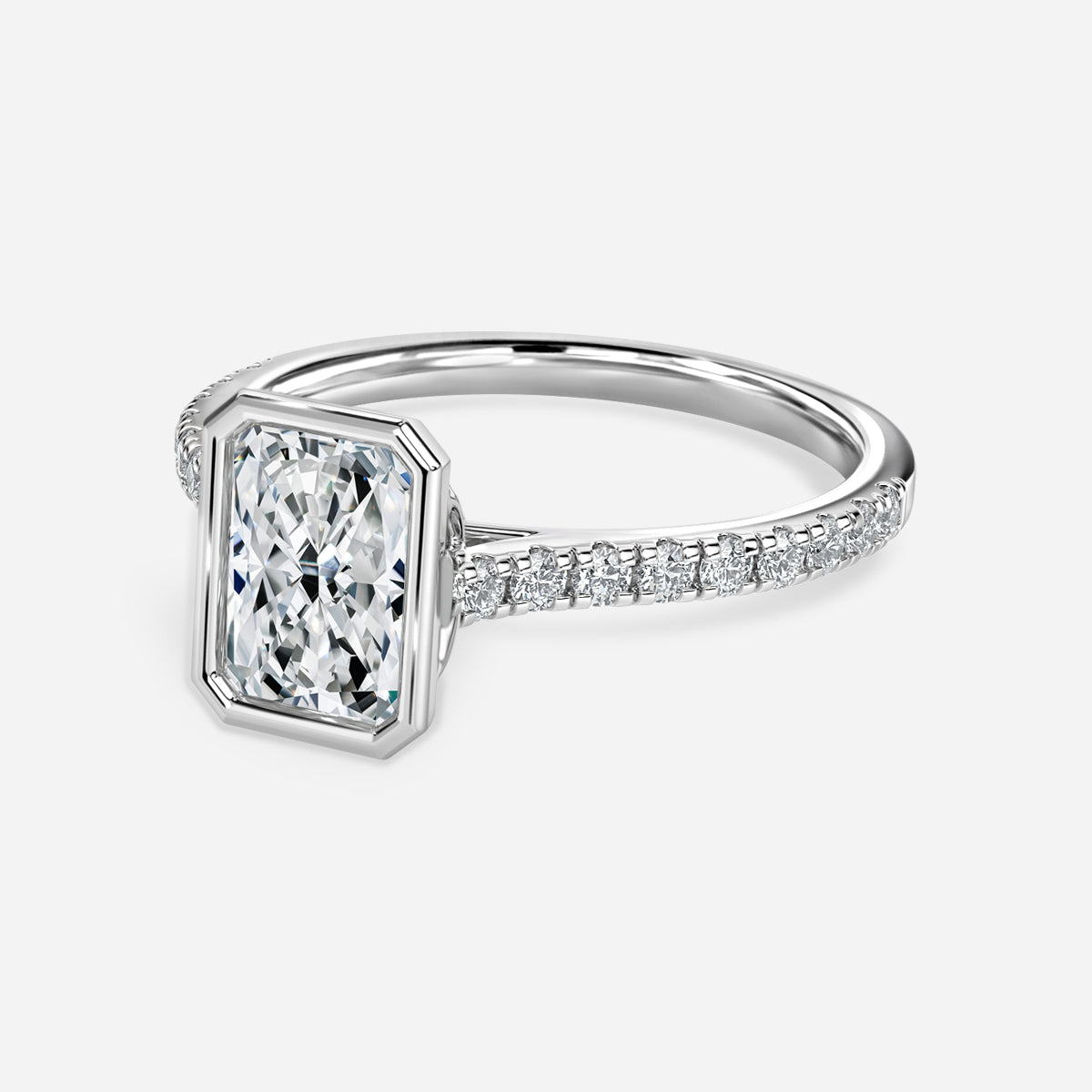 Arabella Radiant Diamond Band Moissanite Engagement Ring