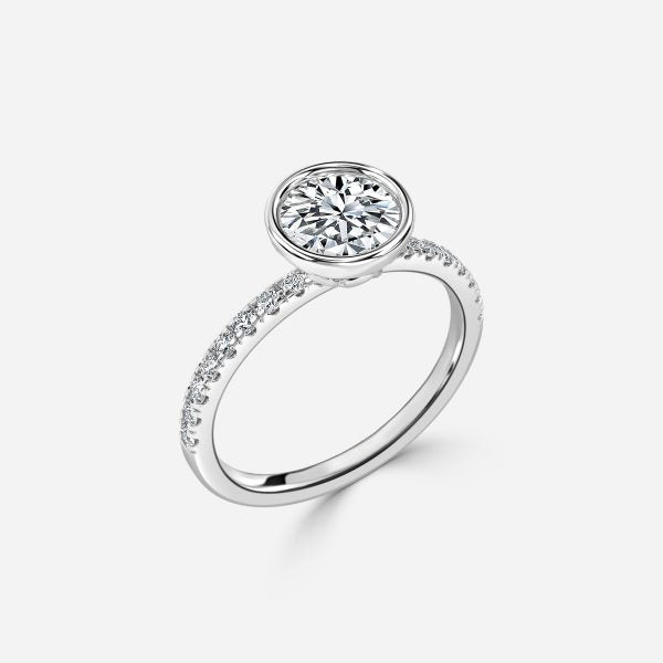 Kaia Round Diamond Band Moissanite Engagement Ring