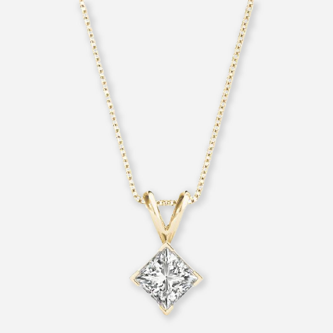 Princess Cut Four Prong Solitaire Pendant