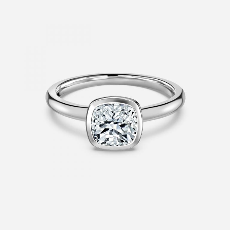 Alina Cushion Bezel Moissanite Engagement Ring