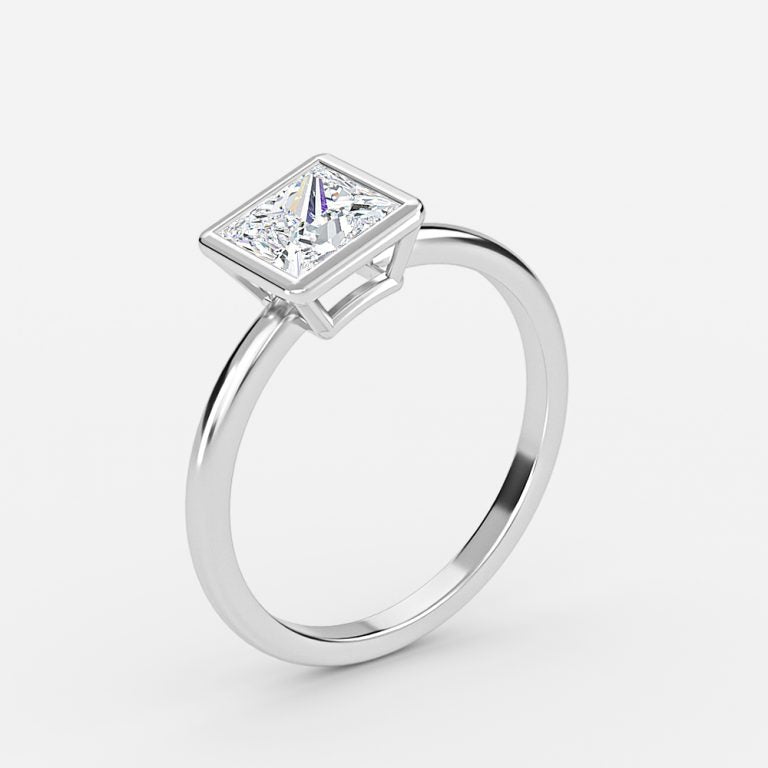 Alina Princess Bezel Moissanite Engagement Ring