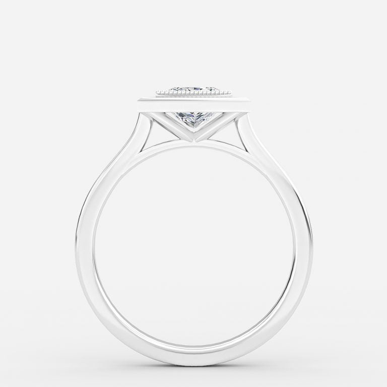 Amelie Princess Bezel Moissanite Engagement Ring