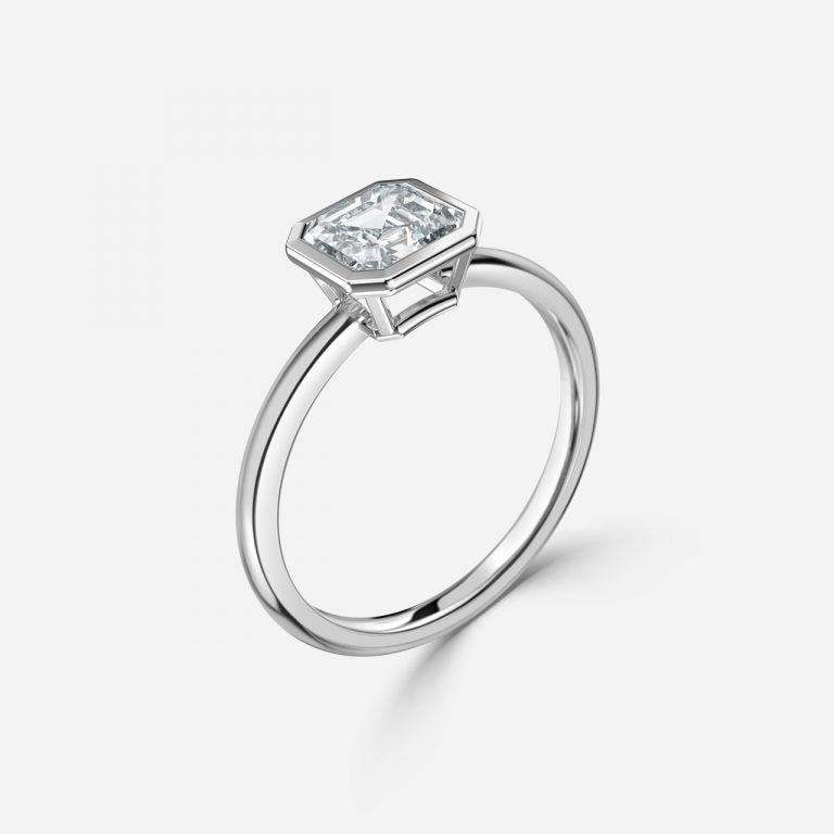 Alina Asscher Bezel Moissanite Engagement Ring