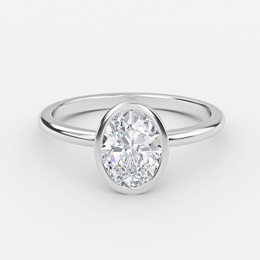 Alina Oval Bezel Moissanite Engagement Ring