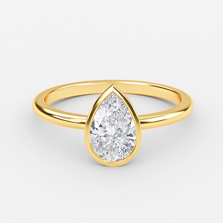 Alina Pear Bezel Moissanite Engagement Ring