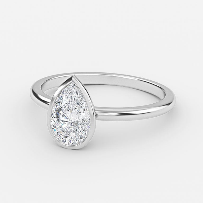 Alina Pear Bezel Moissanite Engagement Ring