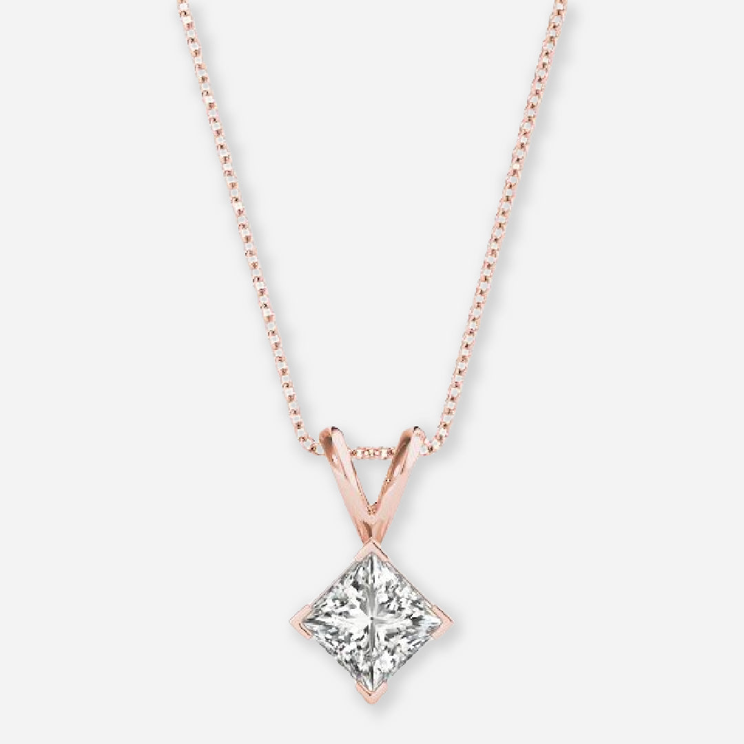 Princess Cut Four Prong Solitaire Pendant