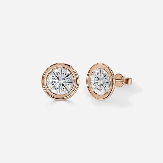 Bezel Set Round Moissanite Stud Earrings