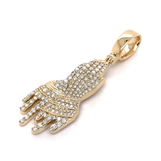 2.50 CT Moissanite Iced Out Praying Hands Drip Pendant