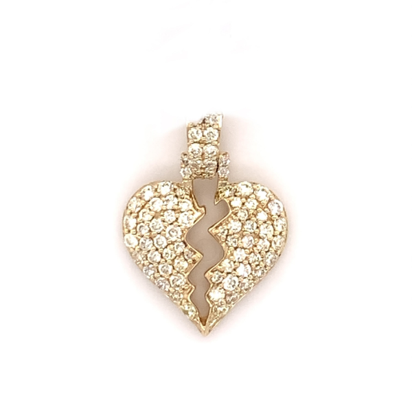 0.75 CT Moissanite Iced Out Broken Heart Pendant
