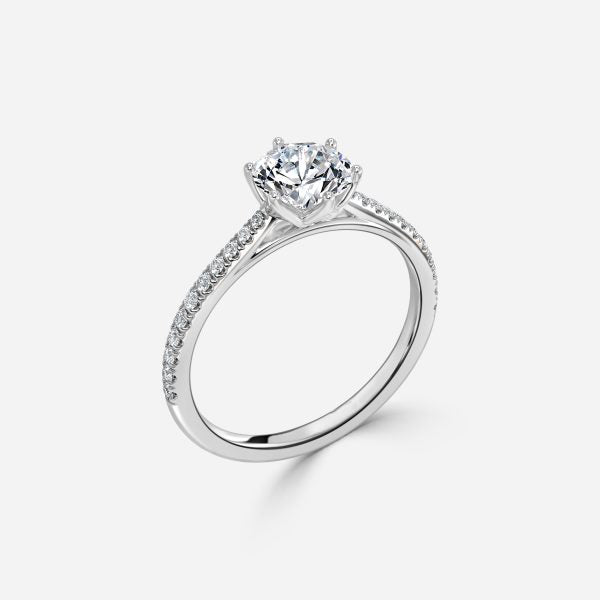 Nerissa Round Diamond Band Moissanite Engagement Ring