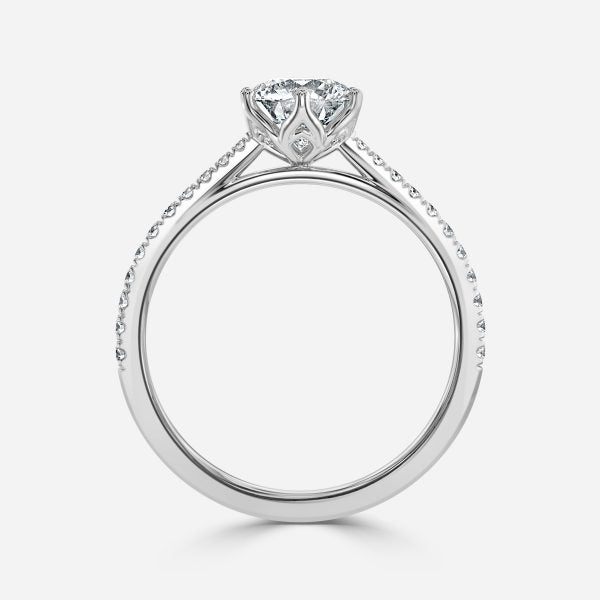 Nerissa Round Diamond Band Moissanite Engagement Ring