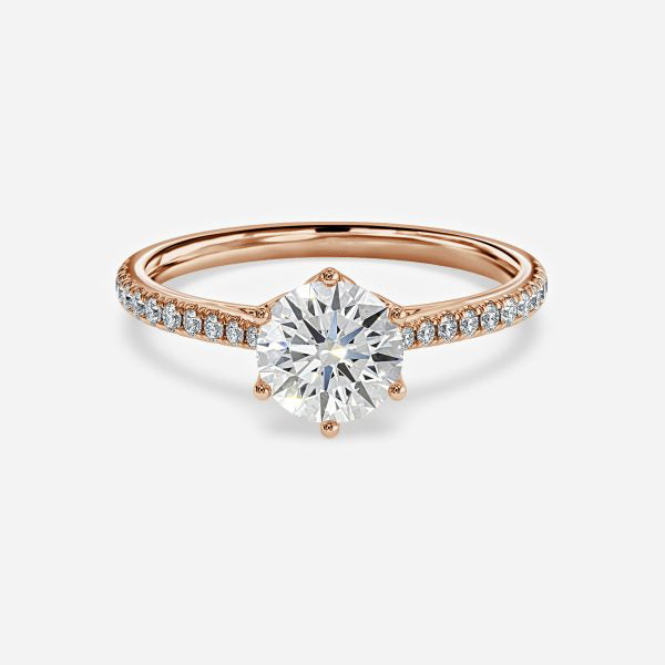 Nerissa Round Diamond Band Moissanite Engagement Ring