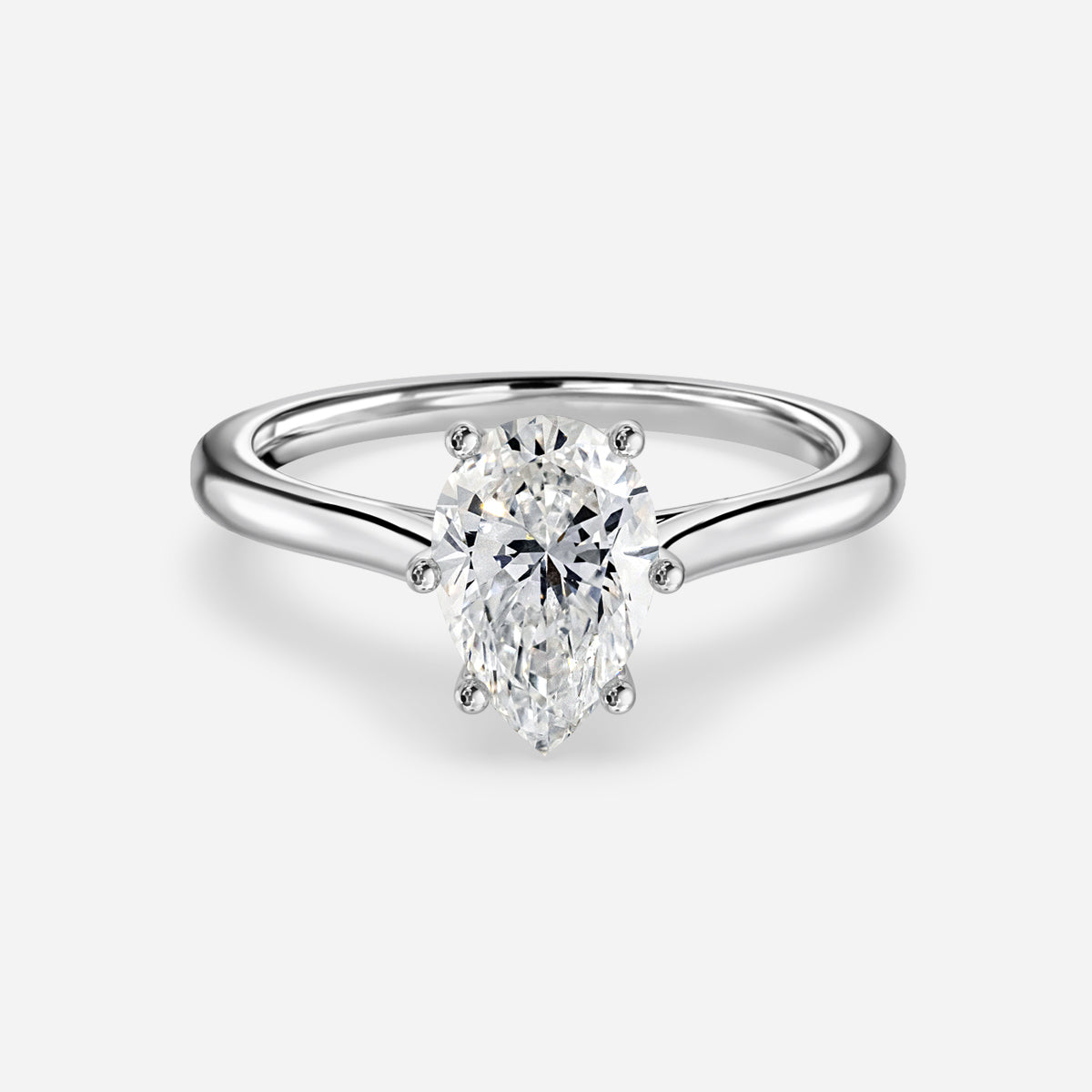 Thea Plain Pear Solitaire Moissanite Engagement Ring