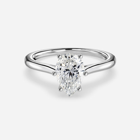 Thea Plain Pear Solitaire Moissanite Engagement Ring