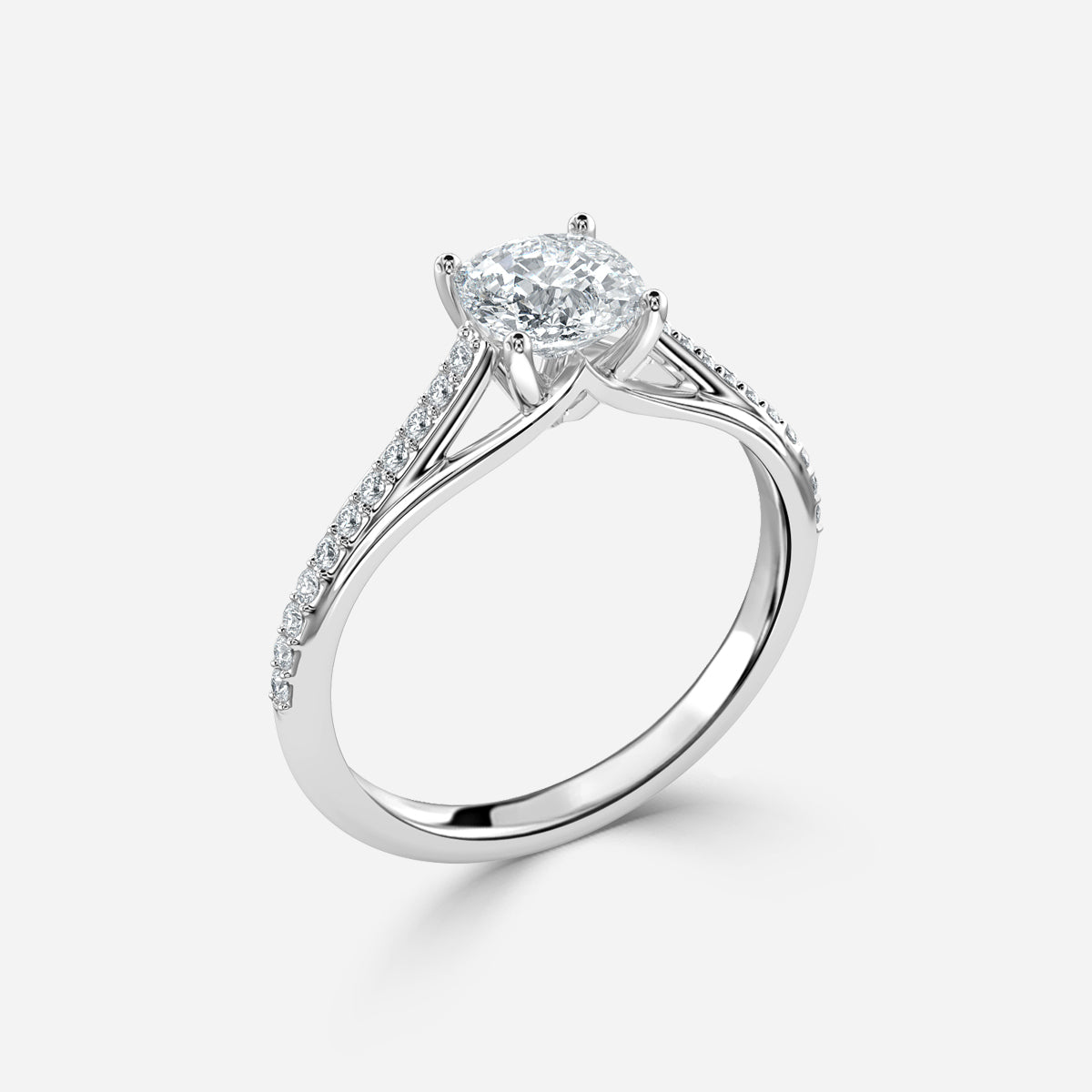 Jessamine Cushion Diamond Band Moissanite Engagement Ring